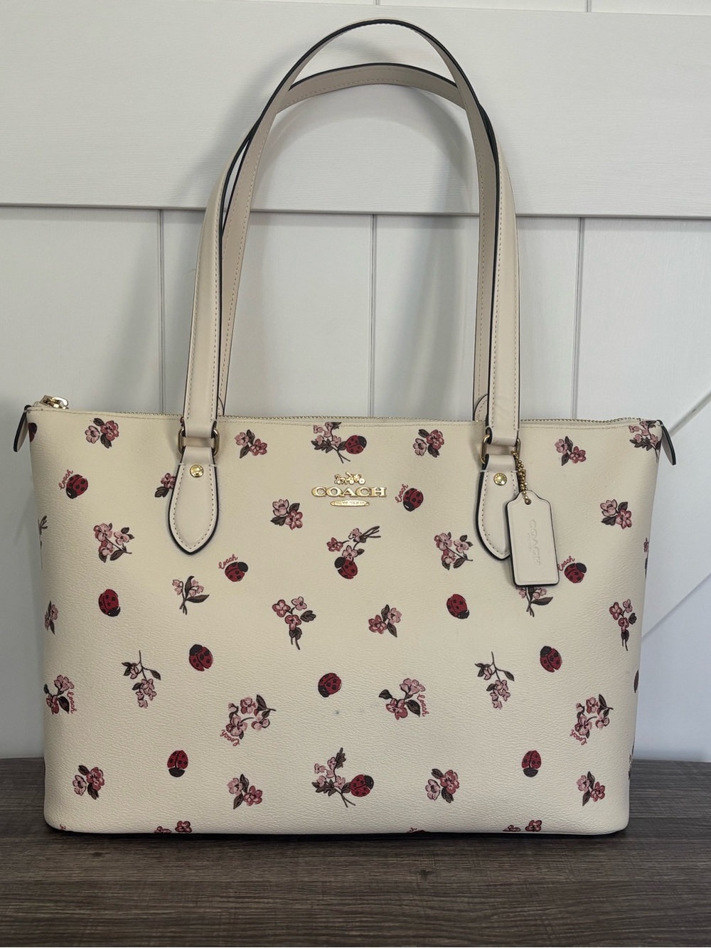 Coach Gallery Tote with Ladybug 🐞 Floral Print